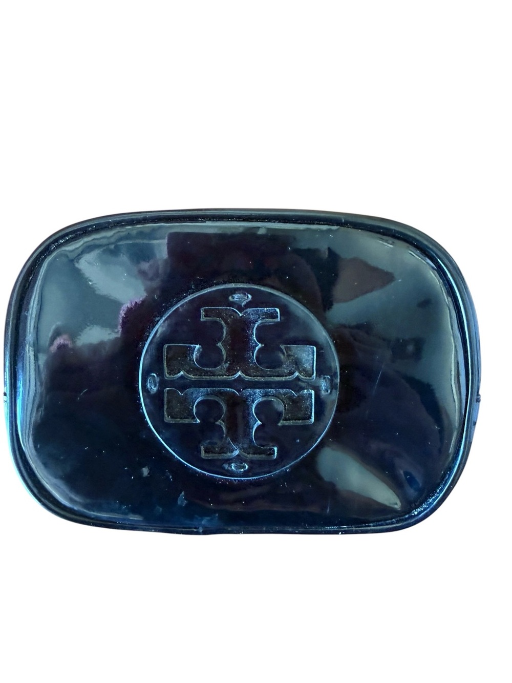 Tory Burch Black Patent Embossed Logo Pouch